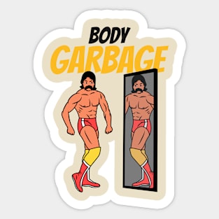 Body Garbage Hipster Mustache Wrestler Humor Sticker